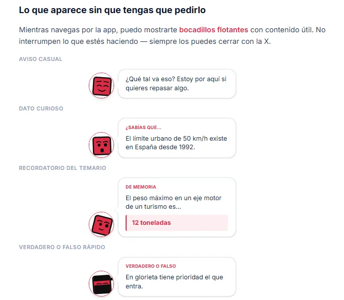 Tuvi mostrando diferentes tipos de bocadillos en la app
