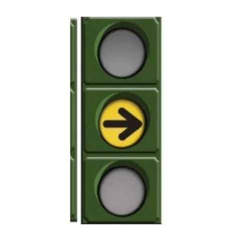 Señal BZ-03: Flecha negra sobre una luz roja o amarilla
