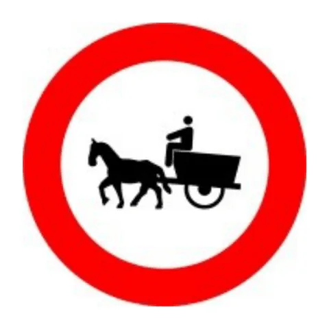 Señal R-113: Entrada prohibida a vehículos de tracción animal