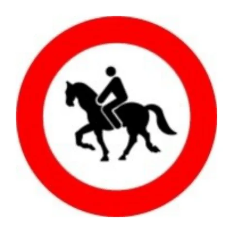 Señal R-117: Entrada prohibida a animales de montura