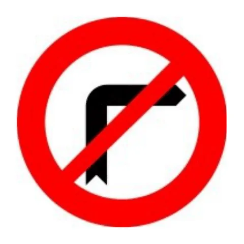 Señal R-302: Giro a la derecha prohibido