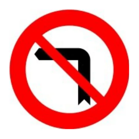 Señal R-303: Giro a la izquierda prohibido