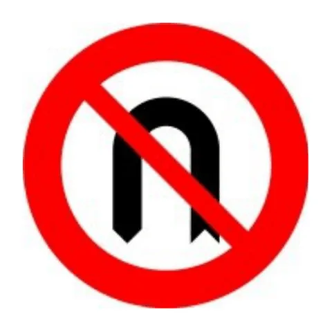 Señal R-304: Cambio de sentido prohibido