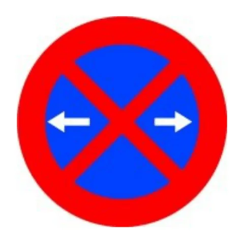 Señal R-307a: Parada y estacionamiento prohibido hacia ambos lados de la señal