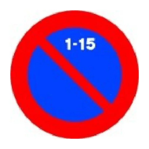 Señal R-308c: Estacionamiento prohibido la primera quincena