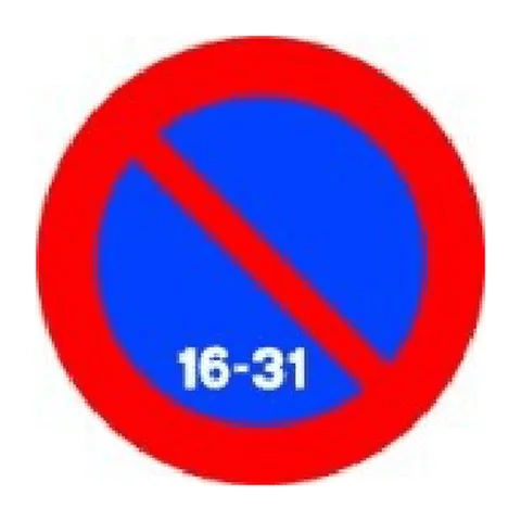 Señal R-308d: Estacionamiento prohibido la segunda quincena