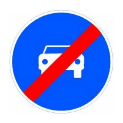 Señal R-507: Fin de calzada obligatoria para automóviles, excepto motocicletas de dos ruedas.