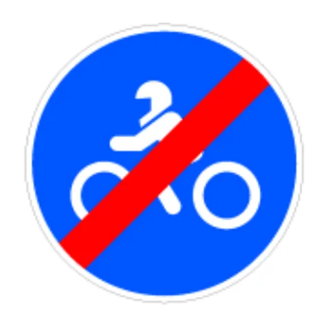Señal R-508: Fin de calzada obligatoria para motocicletas de dos ruedas.