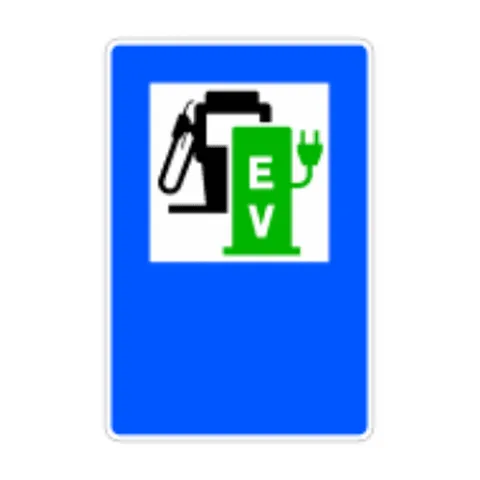 Señal S-105d: Surtidor de carburante y estación de recarga eléctrica
