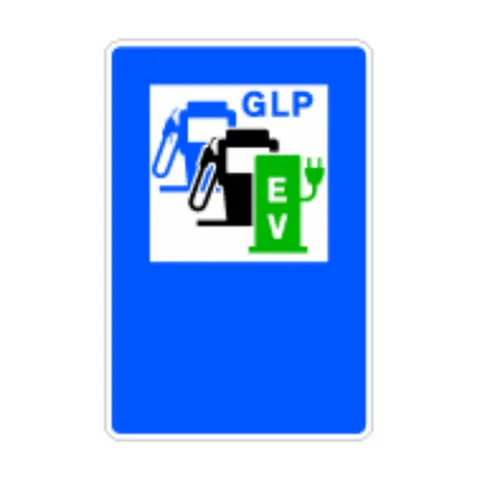 Señal S-105f: Surtidor de carburante, GLP y estación de recarga eléctrica