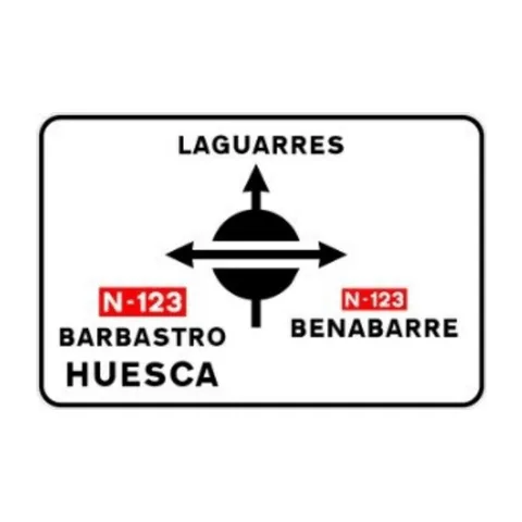 Señal S-202: Preseñalización de glorieta partida desde las calzadas secundarias