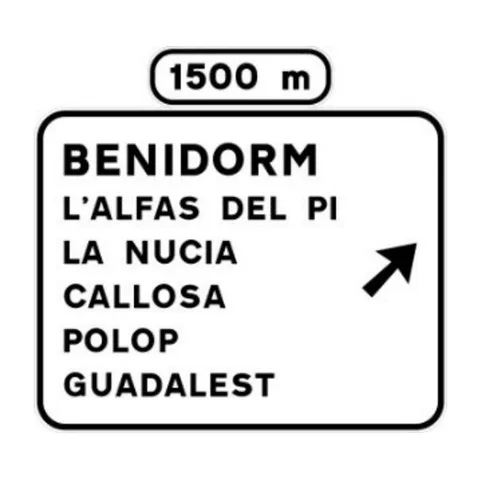Señal S-245: Preseñalización complementaria de poblaciones en carretera convencional o carretera multicarril.