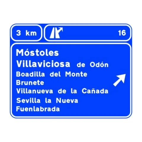Señal S-246: Preseñalización complementaria de poblaciones en autopista o autovía.