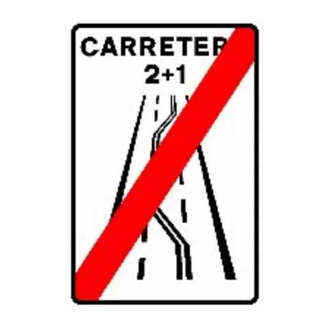 Señal S-2c: Fin de carretera 2+1