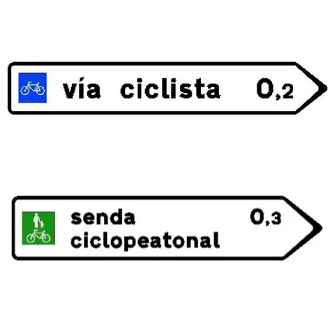 Señal S-322: Señal de destino hacia una vía ciclista o senda ciclopeatonal