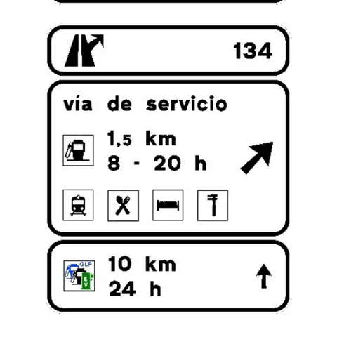 Señal S-379: Señalización de salida inmediata hacia un área de servicios