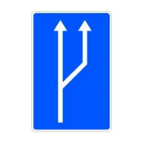 Señal S-53: Paso de uno a dos carriles de circulación