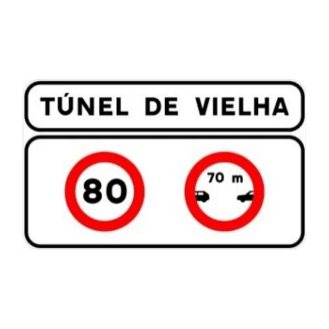 Señal S-532: Localización de túnel en carretera convencional o carretera multicarril con información sobre las obligaciones específicas de circulación dentro del mismo