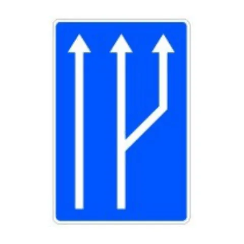 Señal S-53b: Paso de dos a tres carriles de circulación