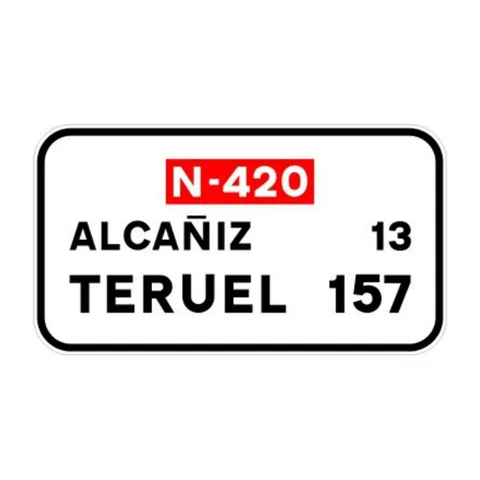 Señal S-600: Confirmación de poblaciones en un itinerario por carretera convencional o carretera multicarril