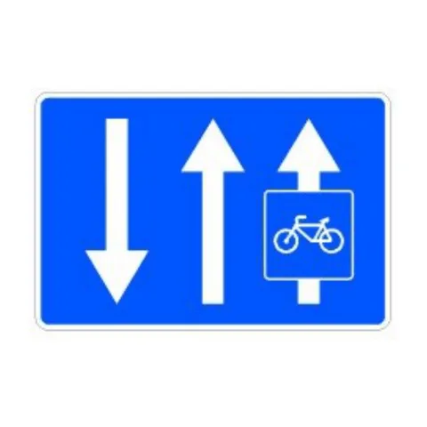 Señal S-65b: Vía reservada para ciclos adosada a calzada de doble sentido de circulación