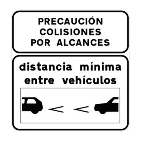 Señal S-992a: Señal informativa de la distancia mínima entre vehículos en carretera convencional o carretera multicarril