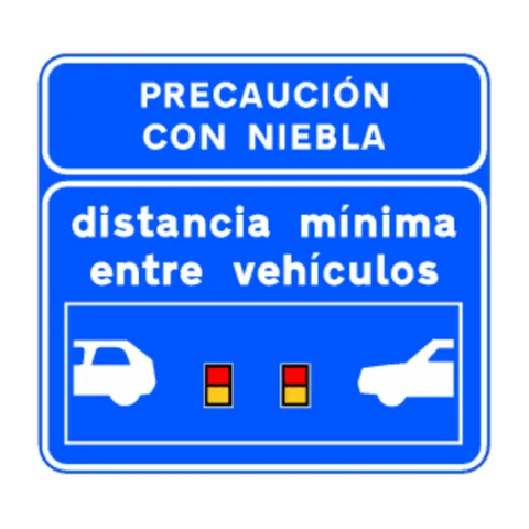 Señal S-992e: Señal informativa de la distancia mínima entre vehículos indicada mediante balizas luminosas